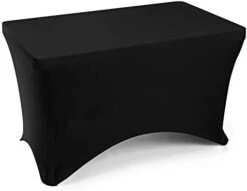 - 4' Fitted Stretch Tablecloth For 48" X 24" Rectangular Table - Wedding/Banquet/Trade Show - Spandex Cloth Fabric Cover - Black -Peugeot Shop 31xFNhuhlUL. AC
