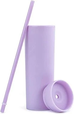 KINNY TUMBLERS (4 Pack) 16oz Matte Pastel Colored Acrylic Tumblers With Lids And Straws | Double Wall Plastic Tumbler With Lid And Straw Bulk Cold Reusable Cup -Peugeot Shop 31xWq48ByxL