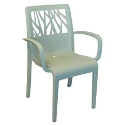 Rosfillex US211721 Vegetal Stacking Armchair, Sage Blue (Case Of 4)