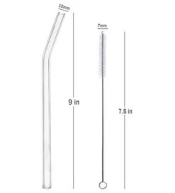 Glass Smoothie Straws, Reusable Clear Bent 9 In X 10 Mm Drinking Straws, Set Of 4 With Cleaning Brush 9 Glass Smoothie Straws, Reusable Clear Bent 9 In X 10 Mm Drinking Straws, Set Of 4 With Cleaning Brush -Peugeot Shop 31y7hnGlGFL