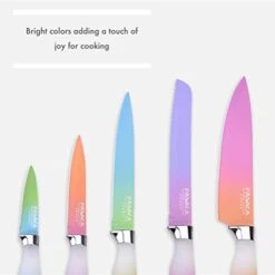 6 Piece Colorful Knife Set - 5 Kitchen Knives With 1 Peeler - Non-Stick Stainless Steel Chef Knife Set - Rainbow Knives With Round PP Handle, Display With Gift Box 6 6 Piece Colorful Knife Set - 5 Kitchen Knives With 1 Peeler - Non-Stick Stainless Steel Chef Knife Set - Rainbow Knives With Round PP Handle, Display With Gift Box -Peugeot Shop 31yHKbyzmAL