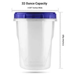 [32 Oz - 8 Pack] Twist Top Food Deli Containers Screw And Seal Lid 32 Oz Stackable Reusable Quality Plastic Storage Container 8 Pack. Screw & Seal Lids BPA Free -Peugeot Shop 31yJiPCGSIL