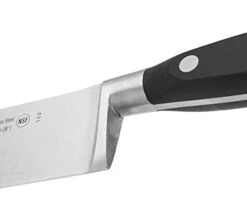 Chef Knife 8 Inch Stainless Steel. Professional Cooking Knife For Cutting Fish, Meat And Onion. Ergonomic Polyoxymethylene Handle And 200mm Blade. Series Riviera. Color Black -Peugeot Shop 31ypmEUnsUL