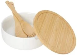 4-Piece Salad Serving Set, Dishwasher, Oven, Freezer Safe, 9.25x3.50, White