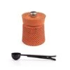 Peugeot BALI FONTE Cast Iron Pepper Mill, 8cm/3 In, With Stainless Steel Spice Scoop/Bag Clip (Orange)