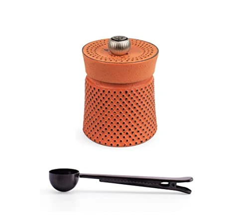 Peugeot BALI FONTE Cast Iron Pepper Mill, 8cm/3 In, With Stainless Steel Spice Scoop/Bag Clip (Orange) 1 Peugeot BALI FONTE Cast Iron Pepper Mill, 8cm/3 In, With Stainless Steel Spice Scoop/Bag Clip (Orange)