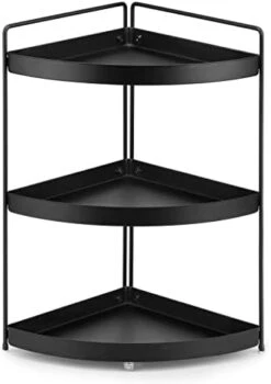Lvssci 2 Tier Corner Shelf Rack Kitchen Counter Cabinet Bathroom Organizer Makeup Cosmetic Countertop Organization And Storage Under Sink Organizers Perfume Trays For Dresser Black -Peugeot Shop 31zBxZrsIL. AC