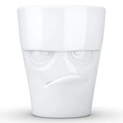 ASSEN Porcelain Mug With Handle, Grumpy Face Edition, 11 Oz. White (Single Coffee Mug) Coffee Cup