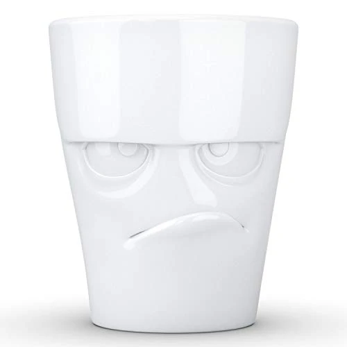 ASSEN Porcelain Mug With Handle, Grumpy Face Edition, 11 Oz. White (Single Coffee Mug) Coffee Cup 1 ASSEN Porcelain Mug With Handle, Grumpy Face Edition, 11 Oz. White (Single Coffee Mug) Coffee Cup