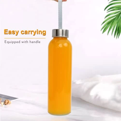 16 OZ Glass Water Bottles,Glass Beverage Bottles Set Of 12,Drinking Bottles With Leak Proof Stainless Steel Cap 500ml,Reusable Juice Bottles With Carrying Strap,to Go Travel Bottles For Drink,Sauce 3 16 OZ Glass Water Bottles,Glass Beverage Bottles Set Of 12,Drinking Bottles With Leak Proof Stainless Steel Cap 500ml,Reusable Juice Bottles With Carrying Strap,to Go Travel Bottles For Drink,Sauce - Image 3