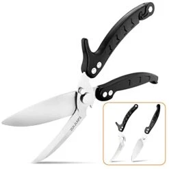 Kitchen Shears,Stainless Steel Sharp Utility Food Scissors,Detachable As A Cleaver,Multipurpose Heavy Duty Spring Loaded Kitchen Scissors With Serrated Edge For Chicken,Poultry,Fish,Herbs,Nuts