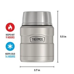 Thermos Stainless King Vacuum-Insulated Food Jar With Spoon, 16 Ounce, Matte Steel -Peugeot Shop 31zxXi6tPhL