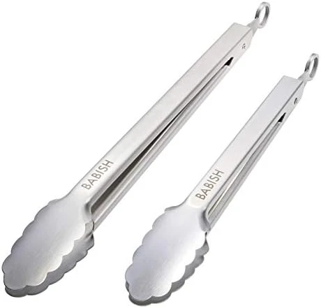 12” & 9” Locking Kitchen Tong Set, Stainless Steel 3 12” & 9” Locking Kitchen Tong Set, Stainless Steel - Image 3