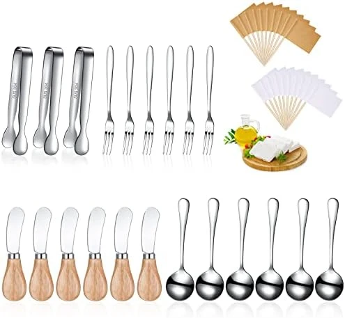 14 Pieces Cheese Butter Spreader Set Charcuterie Accessories Stainless Steel Knives With Wooden Handles Charcuterie Boards Utensils Mini Serving Tongs Spoons And Forks(Yellow) 8 14 Pieces Cheese Butter Spreader Set Charcuterie Accessories Stainless Steel Knives With Wooden Handles Charcuterie Boards Utensils Mini Serving Tongs Spoons And Forks(Yellow) - Image 8