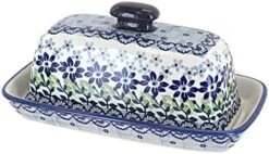 Blue Rose Polish Pottery Prairie Garden Butter Dish -Peugeot Shop 41 NLEiIBL. AC