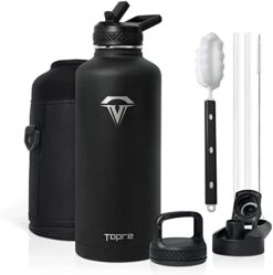 64 Oz Insulated Water Bottle, Half Gallon Vacuum Stainless Steel Sports Water Jug With 3 Lids & Brush, BPA-free Reusable Double Walled Thermos Mug Gym Keg For Sports Outdoor Camping, Black 25 64 Oz Insulated Water Bottle, Half Gallon Vacuum Stainless Steel Sports Water Jug With 3 Lids & Brush, BPA-free Reusable Double Walled Thermos Mug Gym Keg For Sports Outdoor Camping, Black -Peugeot Shop 41 rWScFEyL. AC