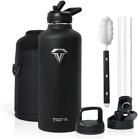 64 Oz Insulated Water Bottle, Half Gallon Vacuum Stainless Steel Sports Water Jug With 3 Lids & Brush, BPA-free Reusable Double Walled Thermos Mug Gym Keg For Sports Outdoor Camping, Black 12 64 Oz Insulated Water Bottle, Half Gallon Vacuum Stainless Steel Sports Water Jug With 3 Lids & Brush, BPA-free Reusable Double Walled Thermos Mug Gym Keg For Sports Outdoor Camping, Black - Image 12