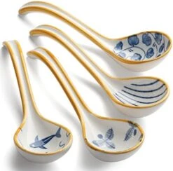 Sian Soup Spoon Ceramic Ramen Spoons Korean Spoons Porcelain Japanese Soup Spoon For Ramen Noodles Pho Miso Dumpling 4pcs (Style 1) -Peugeot Shop 41 s0 9n1L. AC