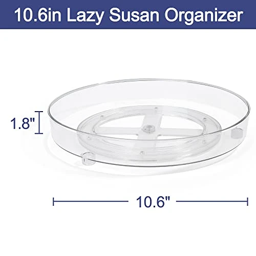 Lazy Susan Organizers, 4 Pack 10.6” Clear Lazy Susan Turntable For Kitchen, Cabinet, Fridge, Pantry, Countertop, Bathroom Storage 2 Lazy Susan Organizers, 4 Pack 10.6” Clear Lazy Susan Turntable For Kitchen, Cabinet, Fridge, Pantry, Countertop, Bathroom Storage - Image 2