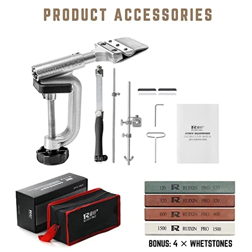 Professional Knife Sharpener With 4 Whetstones, 360° Rotation Flip Design Fixed-Angle Stainless Steel Kitchen Chef Knife Sharpening Kit Abrasive Holding System Tools 2 Professional Knife Sharpener With 4 Whetstones, 360° Rotation Flip Design Fixed-Angle Stainless Steel Kitchen Chef Knife Sharpening Kit Abrasive Holding System Tools - Image 2