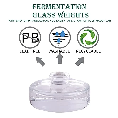 Eleganttime 4 Pack Easy Grip Handle Glass Fermentation Weights Great Mason Jar Wide Mouth Canning Fermenting Pickling Sourkrout Kraut Weight Fermentation Kit Gift Box 2 Eleganttime 4 Pack Easy Grip Handle Glass Fermentation Weights Great Mason Jar Wide Mouth Canning Fermenting Pickling Sourkrout Kraut Weight Fermentation Kit Gift Box - Image 2