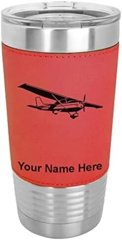 20oz Vacuum Insulated Tumbler Mug, High Wing Airplane, Personalized Engraving Included (Faux Leather, Rustic) -Peugeot Shop 410BOYc42XL. AC