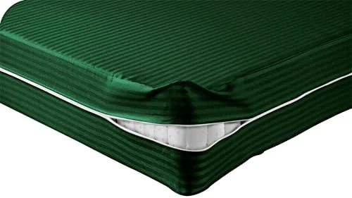 Luxurious Mattress Cover 1000 Thread Counts 100% Egyptian, 28" Inch Deep Pocket Olympic Queen Size, Stripe Sand Zipper Around The Mattress 13 Luxurious Mattress Cover 1000 Thread Counts 100% Egyptian, 28" Inch Deep Pocket Olympic Queen Size, Stripe Sand Zipper Around The Mattress - Image 13