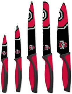 NCAA Kitchen Knives - Set Of 5 Stainless Steel Kitchen Knives - Chef Knife, Bread Knife, Carving Knife, Utility Knife, Pairing Knife - Durable & Dishwasher Safe - Ideal Gift For The Loyal Sports Fan -Peugeot Shop 410SxwHKg2L. AC