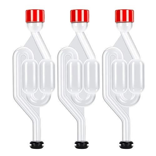 ONEBOM Fermentation Airlock 3 Pack, S Type Airlock Twin Bubble With Grommets For Wine Sauerkraut Making 1 ONEBOM Fermentation Airlock 3 Pack, S Type Airlock Twin Bubble With Grommets For Wine Sauerkraut Making