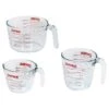 Pyrex 3 Piece Glass Measuring Cup Set, Includes 1-Cup, 2-Cup, And 4-Cup Tempered Glass Liquid Measuring Cups, Dishwasher, Freezer, Microwave, And Preheated Oven Safe, Essential Kitchen Tools