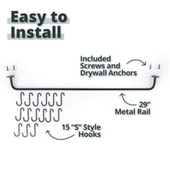 Greenco Pot And Pan Wall Mounted Rail Hanger Racks| Cookware Set And Storage Organization| 15-Hook Hanging Rack | Black Pots And Pans Organizer | Great For Kitchen Shelf 9 Greenco Pot And Pan Wall Mounted Rail Hanger Racks| Cookware Set And Storage Organization| 15-Hook Hanging Rack | Black Pots And Pans Organizer | Great For Kitchen Shelf -Peugeot Shop 410dakP3P8L