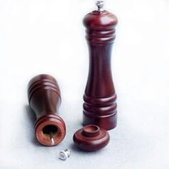 8 Inch Beech Wooden Salt And Pepper Grinder Set Mill Set 2pcs Set Adjustable Ceramic & Hardened Carbon Steel Core Grinder (8 Inch S/P MILL 2PCS-SET, Brown)