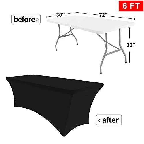 - 2Pack, 6FT Spandex Table Cover Fitted Rectangular Tablecloth Stretchable Fabric Lycra Tablecloth 6 Ft Wrinkle-Free For Party Dj Tradeshows Banquet Weddings Cocktail, 2 Pcs 2 - 2Pack, 6FT Spandex Table Cover Fitted Rectangular Tablecloth Stretchable Fabric Lycra Tablecloth 6 Ft Wrinkle-Free For Party Dj Tradeshows Banquet Weddings Cocktail, 2 Pcs - Image 2