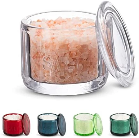 Glass Salt Cellar, With Glass Lid, Embossed Pressed Glass, Clear Storage Container, For Coffee, Sugar, Spices And Candies, Dishwasher Safe, 10 Oz 6 Glass Salt Cellar, With Glass Lid, Embossed Pressed Glass, Clear Storage Container, For Coffee, Sugar, Spices And Candies, Dishwasher Safe, 10 Oz - Image 6