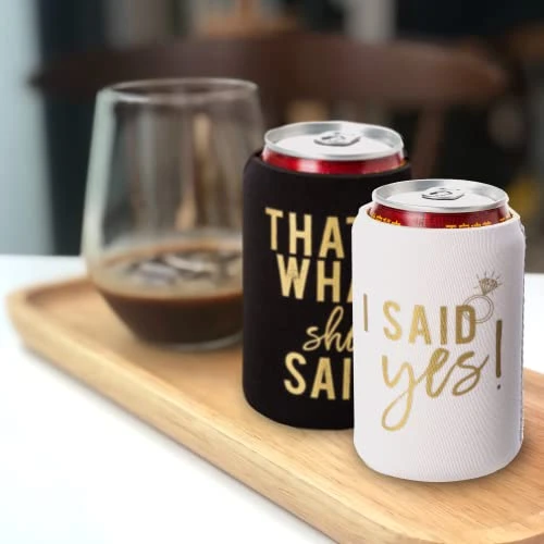 I Said Yes And That's What She Said Bachelorette Party Can Coolers, Set Of 12 Beer Can Coolies, Perfect Bachelorette Party Decorations And Bridesmaid Gifts (Black) 4 I Said Yes And That's What She Said Bachelorette Party Can Coolers, Set Of 12 Beer Can Coolies, Perfect Bachelorette Party Decorations And Bridesmaid Gifts (Black) - Image 4