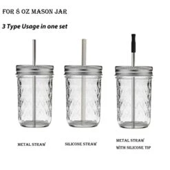 Reusable Short Small Silicone 5.5" &Metal 6" Stainless Steel Stirrer Drinking Straws Set For Coffee/Moscow Mule Mug, Cocktail Lowball Glasses, Kids Toddler Baby Cup, Wine Tumbler,Bar-With Silicone Tip -Peugeot Shop 410m4GAE86L