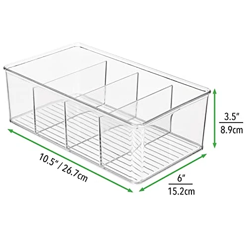 MDesign Plastic Food Storage Organizer Bin Box Container - 4 Compartment Holder For Packets, Pouches, Ideal For Kitchen, Pantry, Fridge, Countertop Organization - 4 Pack - Clear 2 MDesign Plastic Food Storage Organizer Bin Box Container - 4 Compartment Holder For Packets, Pouches, Ideal For Kitchen, Pantry, Fridge, Countertop Organization - 4 Pack - Clear - Image 2