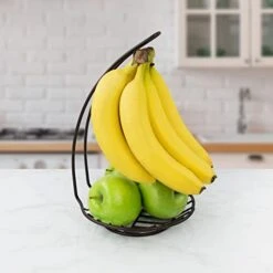 Wright Banana Holder, Countertop Tree, Hanger For Bananas & Small Tray For Fruits Vegetables, Produce, And Snack Storage, Sits On Bars & Tables, Small, Bronze -Peugeot Shop 410sAhrjS2L