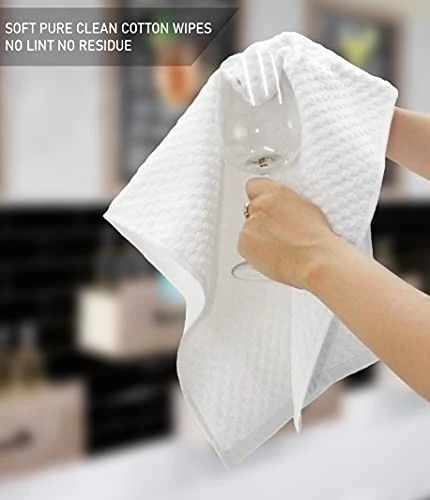 Euro Café Set Of 12 Waffle Weave Pure Cotton Super Absorbent Multipurpose Kitchen Towels, Dishcloths, Tea Towels White 4 Euro Café Set Of 12 Waffle Weave Pure Cotton Super Absorbent Multipurpose Kitchen Towels, Dishcloths, Tea Towels White - Image 4