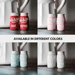 Red Ceramic Mason Jar Salt And Pepper Shakers - Rustic Kitchen Decor Table Seasonings - Fits Vintage Retro Farmhouse Decor Theme Or Collection -Mother's Day Gift - 2 Piece Set -Peugeot Shop 410yoGrgReL