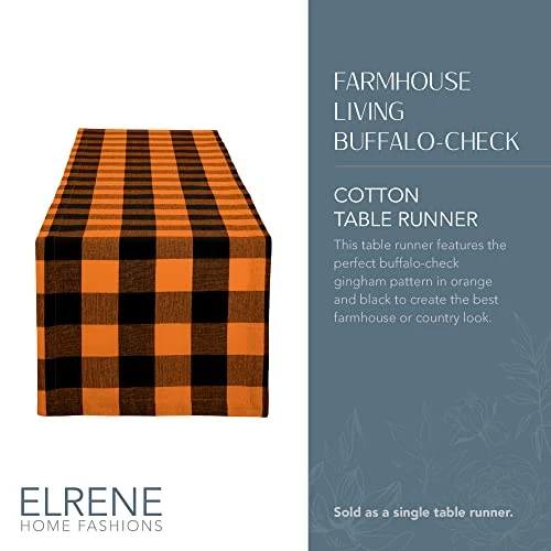 Use Living Fall Buffalo-Check Table Runner, Seasonal Farmhouse Table Runner, 13" W X 70" L, Orange And Black 1 Use Living Fall Buffalo-Check Table Runner, Seasonal Farmhouse Table Runner, 13" W X 70" L, Orange And Black