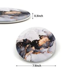 Onntec Ceramic Trivet For Hot Pots And Pans, Kitchen Decor Accessories For Table,Heat Resistant Mat With Marble Style,Round 7.7 Inch Set Of 2 -Peugeot Shop 4118qHkae4L