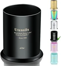 Rainbow Utensil Holder, Berglander Stainless Steel Titanium Colorful Plating Kitchen Utensil Holders For Countertop, Utensil Caddy, Utensil Crock Kitchen Utensil Organizer (Rainbow) -Peugeot Shop 411CX0TvykS. AC