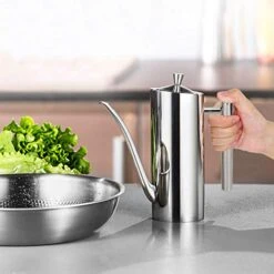 Stainless Steel Olive Oil Can Dispenser Dustproof Leakage-proof Oil Pot Bottle European Container Seasoning Pot Kitchen Tools Food Utensil Storage 750ML(Straight Shank-0.7L) -Peugeot Shop 411FkPN5kuL
