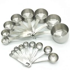Measuring Cups And Measuring Spoons Set, Stainless Steel Measuring Cups And Spoons, 18/8 Steel Heavy Duty 8 Measuring Cups, 9 Measuring Spoons, Baking Measure Cups Spoons