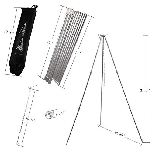 Stand-Tripod Outdoor Tripod Grill Camping Cooking Campfire Holder Picnic Cooking Hanging Grill 6 Stand-Tripod Outdoor Tripod Grill Camping Cooking Campfire Holder Picnic Cooking Hanging Grill - Image 6