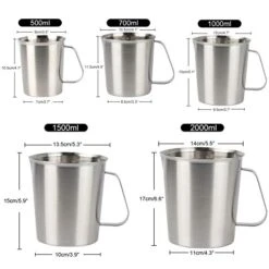Measuring Cups With Handle Food Grade 304 Stainless Steel Baking Measuring Cups, 2 Measuring Scales - Ounce ML, 16 24 32 OZ (2000ml/67oz) 15 Measuring Cups With Handle Food Grade 304 Stainless Steel Baking Measuring Cups, 2 Measuring Scales - Ounce ML, 16 24 32 OZ (2000ml/67oz) -Peugeot Shop 411vSSgN72L