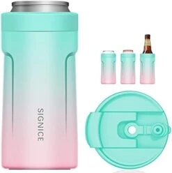 4-IN-1 Insulated Can Cooler With Lid - Newest Signice 12 Oz Stainless Steel Can Cooler Double Walled Vacuum Insulator For Skinny Tall Slim Can/Standard Regular Can/Beer Bottle (Aqua) 15 4-IN-1 Insulated Can Cooler With Lid - Newest Signice 12 Oz Stainless Steel Can Cooler Double Walled Vacuum Insulator For Skinny Tall Slim Can/Standard Regular Can/Beer Bottle (Aqua) -Peugeot Shop 411xlL5BrOL. AC