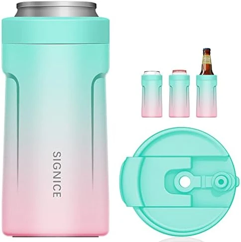 4-IN-1 Insulated Can Cooler With Lid - Newest Signice 12 Oz Stainless Steel Can Cooler Double Walled Vacuum Insulator For Skinny Tall Slim Can/Standard Regular Can/Beer Bottle (Aqua) 7 4-IN-1 Insulated Can Cooler With Lid - Newest Signice 12 Oz Stainless Steel Can Cooler Double Walled Vacuum Insulator For Skinny Tall Slim Can/Standard Regular Can/Beer Bottle (Aqua) - Image 7