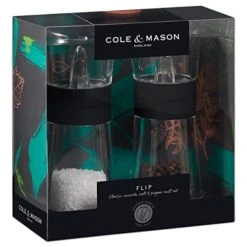 Cole & Mason And Mason Flip 180 Inverta Salt And Pepper Mill Gift Set - Manual Salt And Pepper Grinders, 15 Cm Tall, In Black
